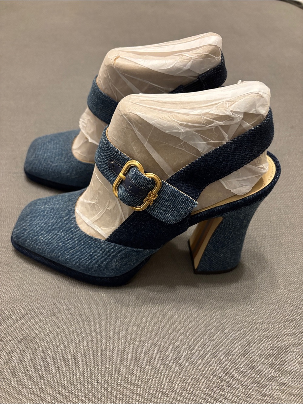 Sam Edelman Jildie Denim Mary Jane Block Pumps - Picture 3 of 11